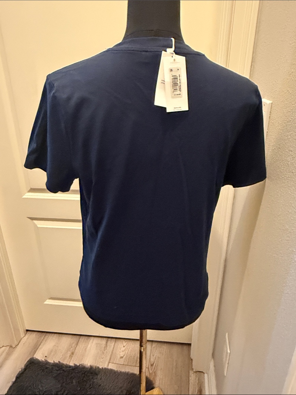 SPANX Navy Cool Cotton Short Sleeve Crewneck Tee NWT Medium - Picture 3 of 6